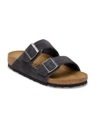 Birkenstock Skórzane klapki "Arizona" w kolorze antracytowym rozmiar: 41. Czarne klapki Birkenstock, bez wzorów, ze skóry, z otwartym noskiem, bez obcasa. Za 421.20 zł.