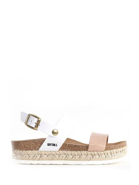 BAYTON Sandały "Gaceo" w kolorze biało-beżowym rozmiar: 38. Białe sandały Bayton, bez wzorów, z otwartym noskiem, bez obcasa, na koturnie, bez zapięcia. Za 150.02 zł.