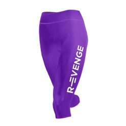 Legginsy techniczne do biegania Capri damskie z taśmami kinetycznymi. Fioletowe legginsy R-EVENGE, bez wzorów, z elastanu. Za 280.89 zł.