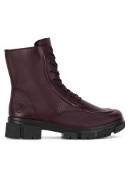 Rieker Botki Y7107-35 Bordowy. Czerwone botki Rieker, bez wzorów, ze skóry, bez obcasa, na płaskiej podeszwie, bez zapięcia. Za 335.00 zł.