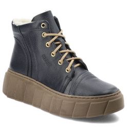Granatowe Botki Armodo Ocieplane Buty Damskie. Niebieskie botki Armodo, na zimę, bez wzorów, ze skóry, bez obcasa, na platformie, bez zapięcia. Za 289.00 zł.