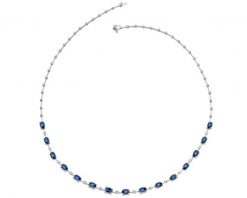 Naszyjnik z białego złota z brylantami i szafirami - 45 cm - próba 750. Białe naszyjniki Apart, z brylantem, złote. Za 54,990.00 zł.