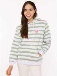 Zwillingsherz Bluza w kolorze zielono-białym rozmiar: S/M. Białe bluzy Zwillingsherz, m, bez wzorów, z kapturem. Za 202.03 zł.