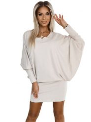 Numoco Sukienka w kolorze kremowym rozmiar: L/XL. Brązowe sukienki Numoco, l, bez wzorów, bez kołnierzyka, bez ramiączek, mini. Za 132.05 zł.