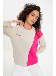 Trendyol Bluza w kolorze beżowo-różowym rozmiar: XL. Brązowe bluzy Trendyol, xl, bez wzorów, bez kaptura. Za 72.45 zł.