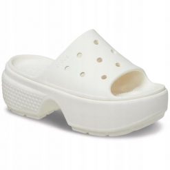 Klapki Dla Dorosłych Crocs Stomp Slide. Czerwone klapki Crocs, bez wzorów, z materiału, bez obcasa. Za 202.99 zł.