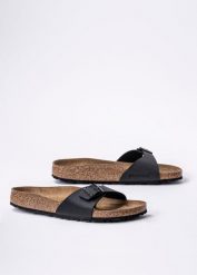 Birkenstock Madrid BS Klapki damskie. Szare klapki Birkenstock, bez wzorów, bez obcasa. Za 249.99 zł.