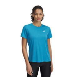 Koszulka treningowa damska Under Armour Tech Textured. Niebieskie koszulki sportowe Under Armour, bez wzorów, bez ramiączek. Za 79.99 zł.
