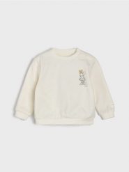 Bawełniana bluza crewneck z nadrukiem Minnie Mouse - kremowy. Białe bluzy sportowe Sinsay, m, bez wzorów, z bawełny, bez kaptura. Za 15.99 zł.
