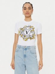 Versace Jeans Couture T-Shirt 78HAHC01 Biały Regular Fit. Białe t-shirty Versace Jeans Couture, l, bez wzorów, z bawełny, bez kołnierzyka, bez ramiączek. Za 349.99 zł.