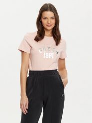 Guess T-Shirt V5RI06 I3Z14 Różowy Regular Fit. Czerwone t-shirty Guess, xxs, z aplikacjami, z bawełny, bez kołnierzyka, bez ramiączek. Za 89.99 zł.