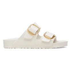 Klapki damskie BIRKENSTOCK Arizona Big Buckle EVA Eggshell. Białe klapki Birkenstock, bez wzorów, z materiału, bez obcasa. Za 239.99 zł.