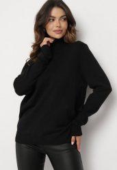 Czarny Klasyczny Golf z Wiskozą i Bawełną Lerella. Czarne golfy Born2be, m, bez wzorów, z bawełny, bez ramiączek. Za 59.99 zł.