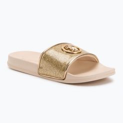 Klapki damskie U.S. Polo Assn. IVY002A. Żółte klapki U.S. Polo Assn., bez wzorów, z materiału, bez obcasa. Za 129.99 zł.