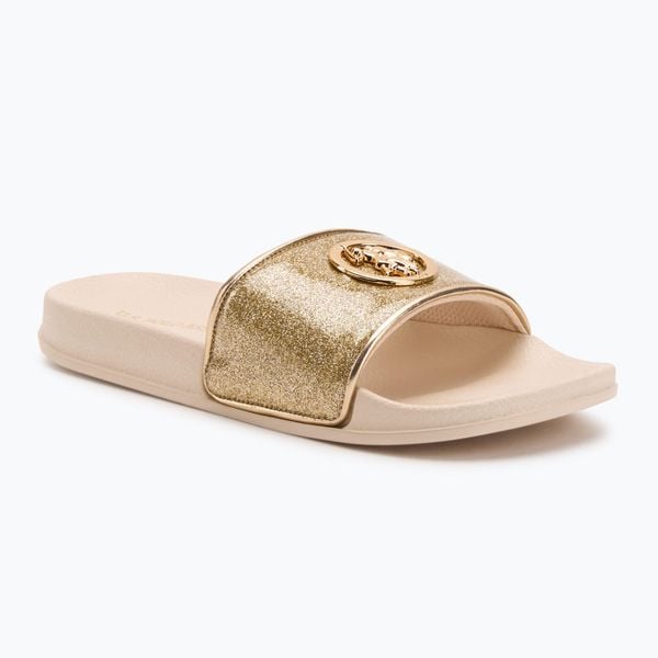 Klapki damskie U.S. Polo Assn. IVY002A. Żółte klapki U.S. Polo Assn., bez wzorów, z materiału, bez obcasa. Za 129.99 zł.