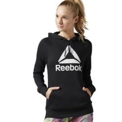 Bluza sportowa damska Reebok BK6469. Czarne bluzy Reebok, m, bez wzorów, z kapturem. Za 202.00 zł.