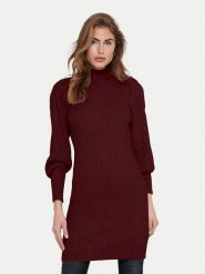 ONLY Sukienka dzianinowa Katia 15232502 Bordowy Comfort Fit. Czerwone sukienki Only, xs, bez wzorów, z dzianiny, bez kołnierzyka, bez ramiączek. Za 199.99 zł.