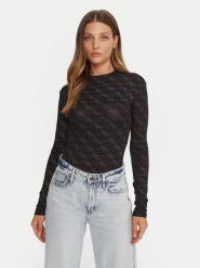 Guess Body W5BP09 K68D2 Czarny Slim Fit. Czarne body Guess, xxl, z aplikacjami, z wiskozy. Za 229.99 zł.