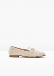 Loafersy ze sprzączką. Brązowe baleriny bonprix, bez wzorów, bez obcasa. Za 97.99 zł.