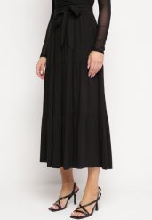 Czarna Wiskozowa Spódnica Maxi Rozkloszowana z Paskami Saosa. Czarne spódnice Born2be, na co dzień, l, bez wzorów, z wiskozy, klasyczne, maxi, rozkloszowane. Za 39.99 zł.