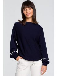 Be Wear Sweter w kolorze granatowym rozmiar: onesize. Niebieskie swetry Be Wear, bez wzorów, ze splotem, bez ramiączek. Za 162.45 zł.
