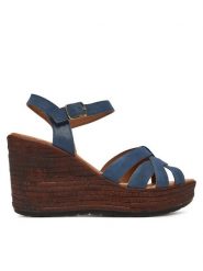 Lasocki Sandały WI23-LEMONE-03 Niebieski. Niebieskie sandały Lasocki, bez wzorów, z nubiku, bez obcasa, na koturnie, bez zapięcia. Za 199.99 zł.