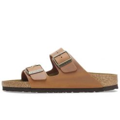 Sandały Birkenstock Arizona, Skóra Olejowana Dorosłych. Brązowe sandały Birkenstock, bez wzorów, z materiału, bez obcasa, bez zapięcia. Za 515.20 zł.