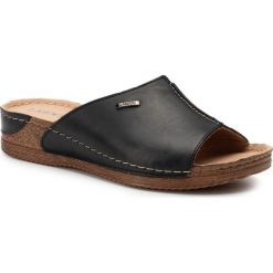 Klapki LASOCKI 2128-07. Czarne klapki Lasocki, bez wzorów, ze skóry, bez obcasa. Za 119.99 zł.