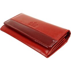 PERFEKT PLUS P/35 A bigiel/zatrzask czerwony, portfel damski. Czerwone portfele Perfekt Plus, bez wzorów, ze skóry. Za 99.90 zł.