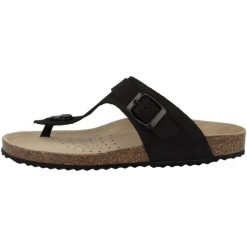 Japonki damskie Geox Brionia. Czarne klapki Geox, bez wzorów, bez obcasa. Za 329.60 zł.