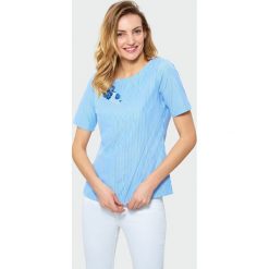 Elegancka bluzka z haftem. Bluzki Greenpoint, bez wzorów, z bawełny, eleganckie, bez kołnierzyka, bez ramiączek. Za 29.99 zł.