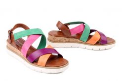 MARCO TOZZI 2-28703-46 3A8 cognac multi, sandały damskie. Brązowe sandały Marco Tozzi, bez wzorów, z gumy, bez obcasa, na koturnie, bez zapięcia. Za 199.90 zł.