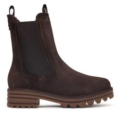 Sztyblety Tamaris. Brązowe botki Tamaris, bez wzorów, bez obcasa, na płaskiej podeszwie, bez zapięcia. Za 484.99 zł.