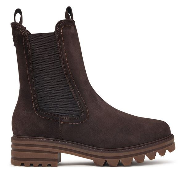 Sztyblety Tamaris. Brązowe botki Tamaris, bez wzorów, bez obcasa, na płaskiej podeszwie, bez zapięcia. Za 484.99 zł.