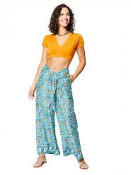 Aller Simplement Spodnie w kolorze turkusowo-pomarańczowym rozmiar: 34-40. Niebieskie spodnie materiałowe Aller Simplement, bez wzorów, z materiału, z podwyższonym stanem. Za 56.99 zł.