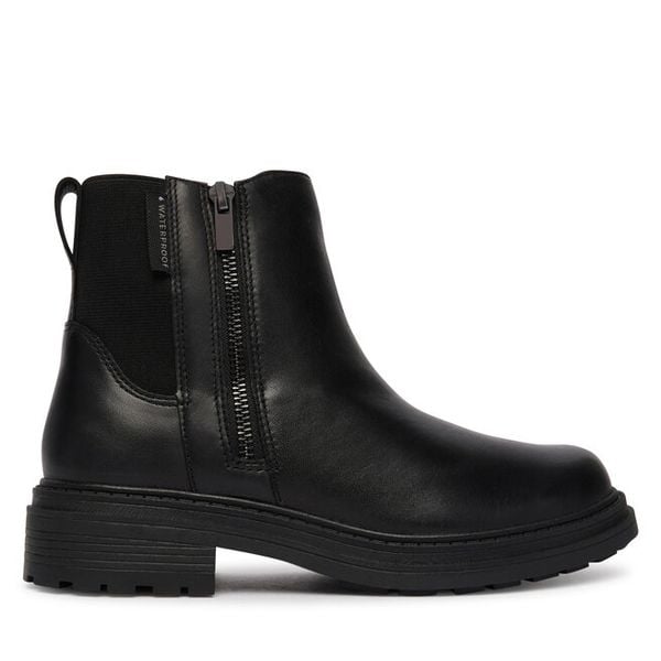 Botki Clarks. Czarne botki Clarks, bez wzorów, bez obcasa, na płaskiej podeszwie, bez zapięcia. Za 569.99 zł.