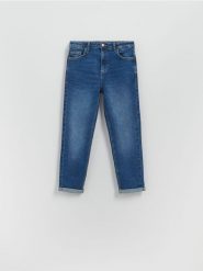 Jeansy boyfriend slim - granatowy. Niebieskie jeansy Reserved, bez wzorów. Za 129.99 zł.