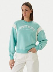 Tommy Jeans Bluza Varsity Crew DW0DW22365 Zielony Regular Fit. Zielone bluzy Tommy Jeans, xl, bez wzorów, z bawełny, bez kaptura. Za 489.99 zł.