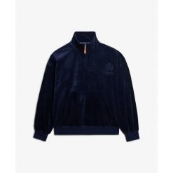 Bluza damska Superdry Country Club. Niebieskie bluzy Superdry, bez wzorów, z weluru, bez kaptura. Za 343.30 zł.