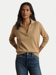 LAUREN RALPH LAUREN Sweter 200P14056004 Beżowy Regular Fit. Brązowe swetry Lauren Ralph Lauren, m, bez wzorów, z bawełny, bez ramiączek. Za 769.99 zł.
