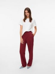 Vero Moda Spodnie w kolorze bordowym rozmiar: 38/L30. Czerwone sukienki Vero Moda, na co dzień, l, bez wzorów, bez kołnierzyka, bez ramiączek, midi, proste. Za 98.45 zł.