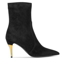 Botki GINO ROSSI. Czarne botki Gino Rossi, bez wzorów, bez obcasa, na szpilce, bez zapięcia. Za 429.99 zł.