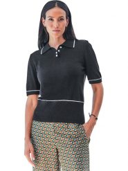 Heine Koszulka polo w kolorze czarnym rozmiar: 36. Czarne bluzki Heine, bez wzorów, bez kołnierzyka, bez ramiączek. Za 94.95 zł.