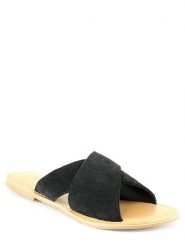 Manoukian shoes Skórzane klapki w kolorze czarnym rozmiar: 40. Czarne klapki Manoukian Shoes, bez wzorów, z otwartym noskiem, bez obcasa. Za 92.42 zł.