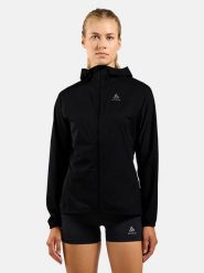 Odlo Kurtka przeciwdeszczowa w kolorze czarnym rozmiar: S. Czarne kurtki sportowe Odlo, s, bez wzorów, z materiału, bez kaptura, outdoorowe. Za 316.99 zł.