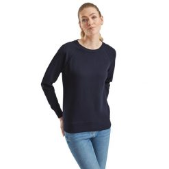 Lekka Bluza Raglanowa Dla Kobiet. Niebieskie bluzy FRUIT OF THE LOOM, xs, bez wzorów, bez kaptura. Za 85.99 zł.