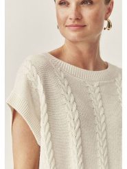 TATUUM Bezrękawnik "Hella" w kolorze kremowym rozmiar: L. Brązowe swetry Tatuum, l, bez wzorów, z wełny, bez ramiączek. Za 140.20 zł.