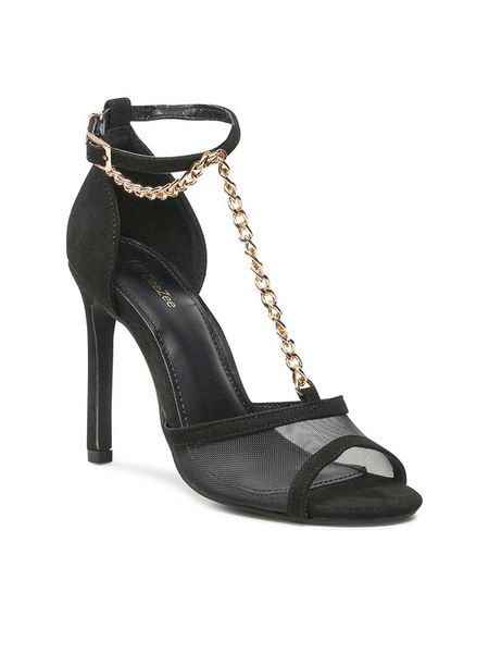 DeeZee Sandały LS5719-04 Czarny. Czarne sandały DeeZee, bez wzorów, z materiału, bez obcasa, na szpilce, bez zapięcia. Za 159.99 zł.