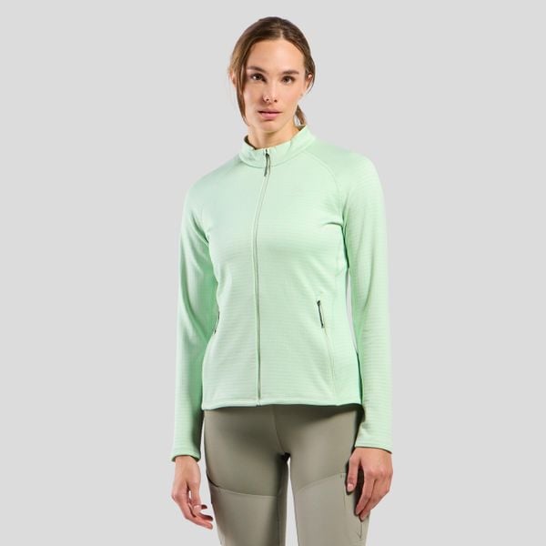 Bluza damska Odlo TENCIA Mid layer full zip. Zielone bluzy Odlo, na zimę, l, bez wzorów, z polaru, bez kaptura. Za 449.99 zł.