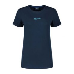 Koszulka damska Rogelli Logo. Niebieskie koszulki sportowe Rogelli, bez wzorów, bez ramiączek, rowerowe. Za 187.00 zł.